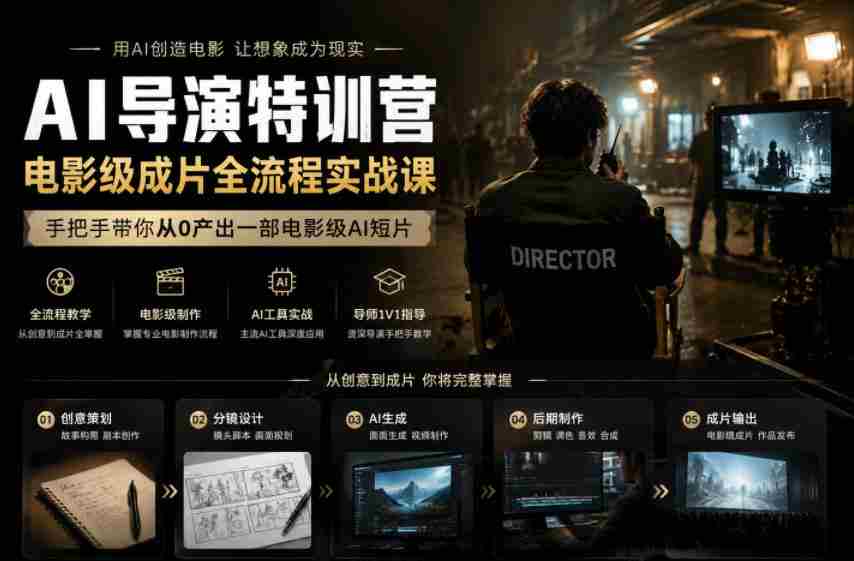 AI导演特训营,电影级成片全流程实战课,手把手带你从0产出一部电影级AI短片