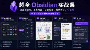 超全Obsidian实战课,涵盖数据库、思维导图、白板绘图、文献联动、AI生成,一站式搞定所有知识管理需求-中创网_分享创业项目_助您在家赚钱