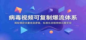 病毒视频可复制爆流体系:揭秘爆款流量底层逻辑,标准化流程持续出圈变现-中创网_分享创业项目_助您在家赚钱