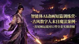 (19114期)智能体AI动画短篇训练营-更新,古风数字人末日魔法案例,首尾帧运镜对口型全套实操讲解-中创网_分享创业项目_助您在家赚钱