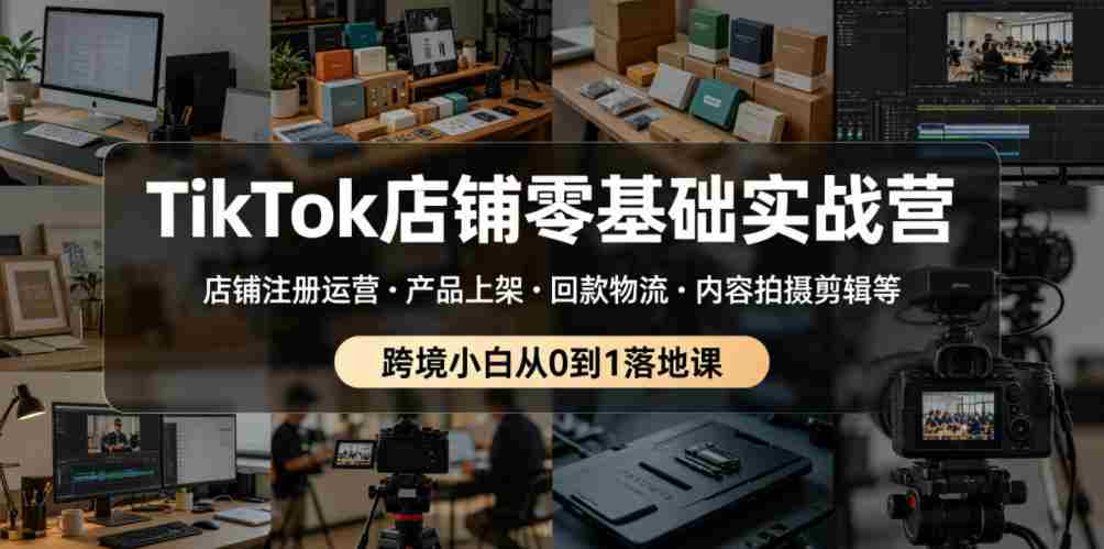 TikTok店铺零基础实战营,店铺注册运营・产品上架・回款物流・内容拍摄剪辑等 ,跨境小白从0到1落地课