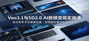 Veo3.1与SD2.0 AI视频变现实操课课:结合即梦平台画面衔接,短视频批量创作盈利技巧-中创网_分享创业项目_助您在家赚钱