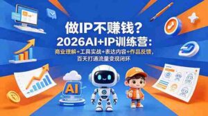 (18839期)做IP不赚钱?2026AI+IP训练营:商业理解+工具实战+表达内容+作品反馈,百天打通流量变现闭环-中创网_分享创业项目_助您在家赚钱