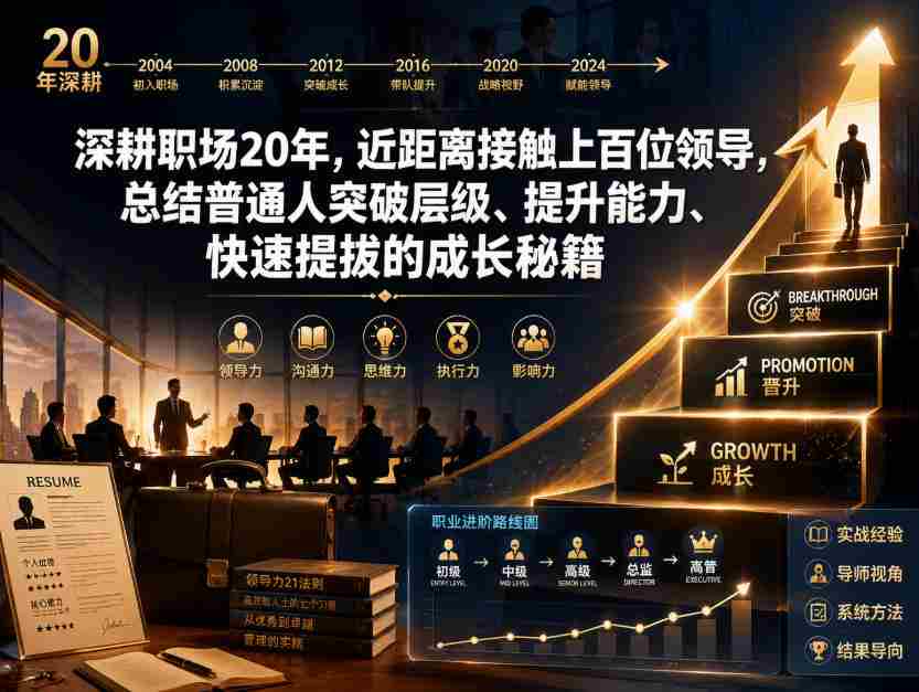 付费文章:深耕职场20年,近距离接触上百位领导,总结普通人突破层级、提升能力、快速提拔的成长秘籍(全网独家干货)