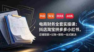 (19001期)电商财务全套实操课:抖店淘宝拼多多小红书,店铺取数+记账+报税一站式解决-中创网_分享创业项目_助您在家赚钱