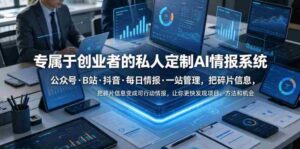 专属于创业者的私人定制AI情报系统,公众号·B站·抖音·每日情报·一站管理,把碎片信息变成可行动情报,让你更快发现项目、方法和机会-中创网_分享创业项目_助您在家赚钱