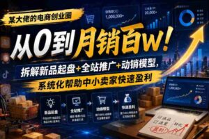某大佬的电商创业圈从0到月销百W!拆解新品起盘+全站推广+动销模型,系统化帮助中小卖家快速盈利-中创网_分享创业项目_助您在家赚钱