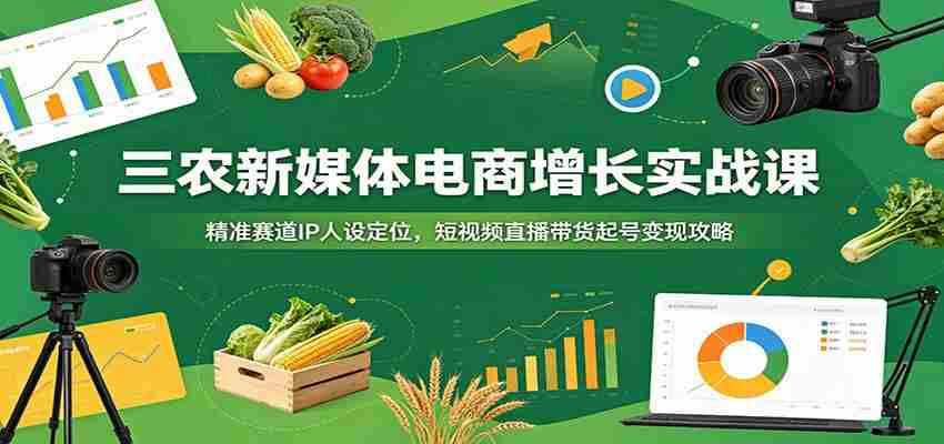 三农新媒体电商增长实战课：精准赛道IP人设定位，短视频直播带货起号变现攻略-中创网_分享创业项目_助您在家赚钱