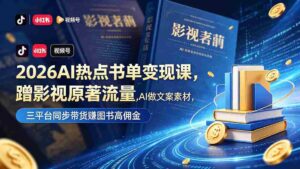 (18727期)2026AI热点书单变现课,蹭影视原著流量,AI做文案素材,三平台同步带货赚图书高佣金-中创网_分享创业项目_助您在家赚钱
