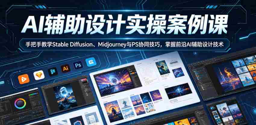 AI辅助设计实操案例课,手把手教学Stable Diffusion、Midjourney与PS协同技巧,掌握前沿AI辅助设计技术