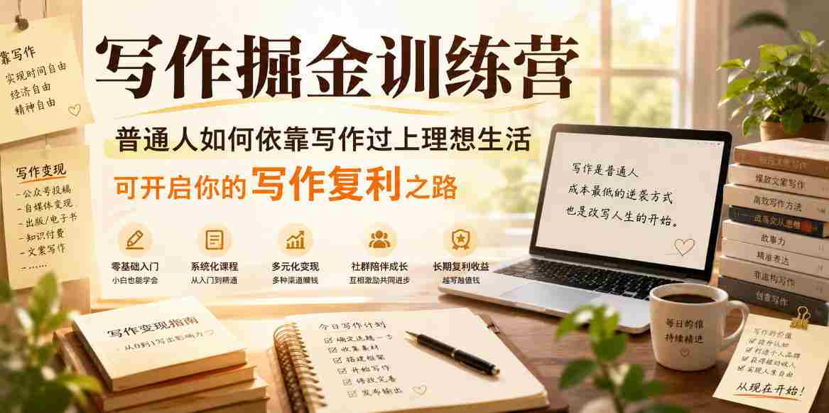 写作掘金训练营,普通人如何依靠写作过上理想生活,可开启你的写作复利之路(更新6月)