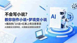 (18801期)不会写小说?教你创作小说+梦境变小说+爆改热门小说+红果上传注意事项,AI漫剧全流程实战教学-中创网_分享创业项目_助您在家赚钱