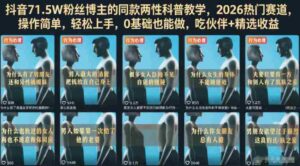 抖音71.5W粉丝博主的同款两性科普教学,2026热门赛道,操作简单,轻松上手,0基础也能做,吃伙伴+精选收益-中创网_分享创业项目_助您在家赚钱