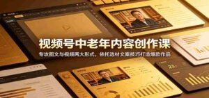 视频号中老年内容创作课:专攻图文与视频两大形式,依托选材文案技巧打造爆款作品-中创网_分享创业项目_助您在家赚钱