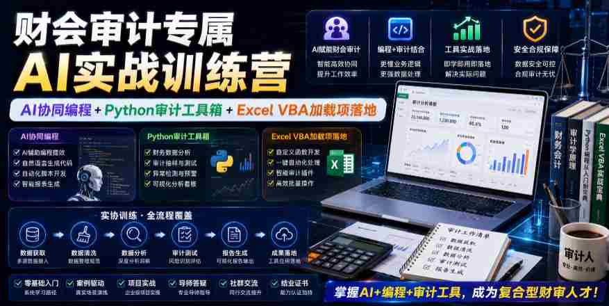 财会审计专属AI实战训练营|AI协同编程+Python审计工具箱+Excel VBA加载项落地