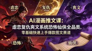 (19060期)AI漫画推文课:虐恋复仇爽文系统恐怖仙侠全品类,零基础快速上手爆款图文赛道-中创网_分享创业项目_助您在家赚钱