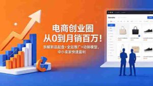 (18831期)电商创业圈从0到月销百万!拆解新品起盘+全站推广+动销模型,中小卖家快速盈利-中创网_分享创业项目_助您在家赚钱