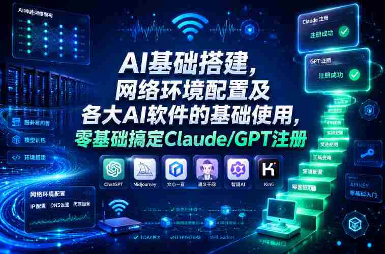 AI基础搭建,网络环境配置及各大AI软件的基础使用,零基础搞定Claude/GPT注册