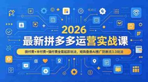 （19101期）2026最新拼多多运营实战课，微付费+半付费+强付费全套起款玩法，矩阵叠券AI推广防断流3.0玩法-中创网_分享创业项目_助您在家赚钱