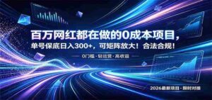 百万网红都在做的0成本项目，单号保底日入300+，可矩阵放大！合法合规！-中创网_分享创业项目_助您在家赚钱