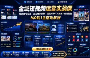 全域短视频运营实战课,爆款账号打造・百万播放剪辑・选品爆单・AI提效・出海掘金,从0到1全落地教程-中创网_分享创业项目_助您在家赚钱