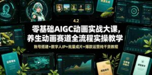 零基础AIGC动画实战大课,养生动画赛道全流程实操教学,账号搭建+数字人IP+批量成片+爆款运营纯干货教程-中创网_分享创业项目_助您在家赚钱