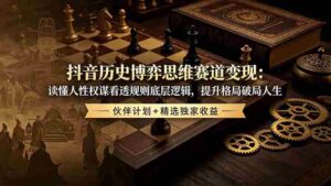 (19116期)抖音历史博弈思维赛道变现:读懂人性权谋看透规则底层逻辑,提升格局破局人生,伙伴计划+精选独家收益-中创网_分享创业项目_助您在家赚钱