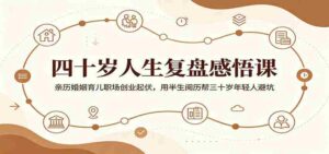 四十岁人生复盘感悟课：亲历婚姻育儿职场创业起伏，用半生阅历帮三十岁年轻人避坑-中创网_分享创业项目_助您在家赚钱