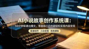 (19053期)AI小说故事创作系统课:10分钟极速出爆文,零基础小白也能轻松实现内容变现-中创网_分享创业项目_助您在家赚钱