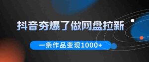 抖音夯爆了做网盘拉新,一条作品轻松10W+流量,变现1k+,看完即可上手操作-中创网_分享创业项目_助您在家赚钱