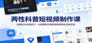 两性科普短视频制作课:选题标注合规技巧,AI绘图指令搭配剪映剪辑全流程实操-中创网_分享创业项目_助您在家赚钱