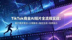 (18678期)TikTok商业AI短片全流程实战:客户需求策划+分镜脚本+角色生成+场景融合-中创网_分享创业项目_助您在家赚钱