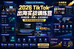 2026 TikTok出海实战训练营,环境配置 + 剪辑 + 全变现路径,手把手教你做跨境副业-中创网_分享创业项目_助您在家赚钱