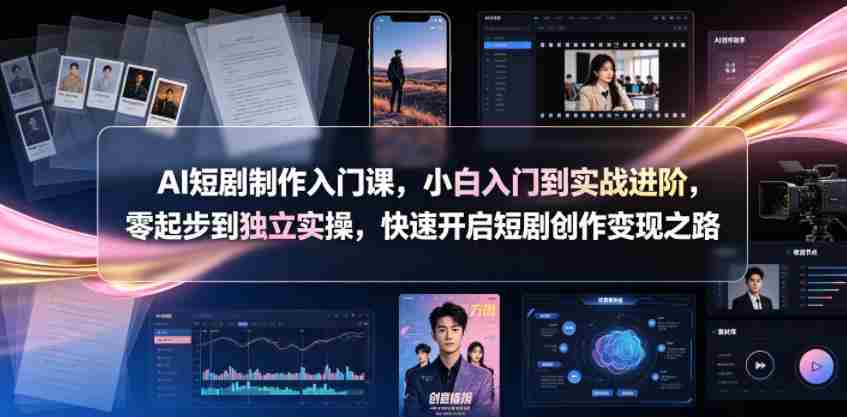 AI短剧制作入门课,小白入门到实战进阶,零起步到独立实操,快速开启短剧创作变现之路
