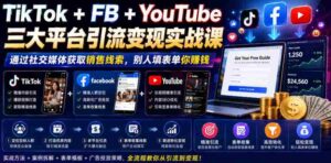 TikTok+FB+YouTube三大平台引流变现实战课，通过社交媒体获取销售线索，别人填表单你賺钱【原创双语字幕】-中创网_分享创业项目_助您在家赚钱