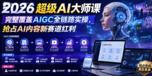 2026超级AI大师课,完整覆盖AIGC全链路实操,抢占AI内容新赛道红利-中创网_分享创业项目_助您在家赚钱