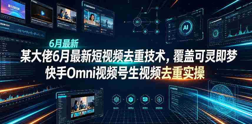 某大佬6月最新短视频去重技术,覆盖可灵即梦快手Omni视频号生视频去重实操