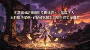 (19078期)零基础AI动画短片训练营,古风数字人末日魔法案例,首尾帧运镜对口型全套实操讲解-中创网_分享创业项目_助您在家赚钱