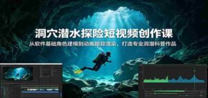洞穴潜水探险短视频创作课:从软件基础角色建模到动画跟踪渲染,打造专业洞潜科普作品-中创网_分享创业项目_助您在家赚钱