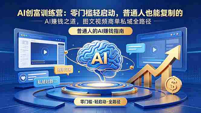 （18911期）AI创富训练营：零门槛轻启动，普通人也能复制的AI赚钱之道，图文视频商单私域全路径-中创网_分享创业项目_助您在家赚钱