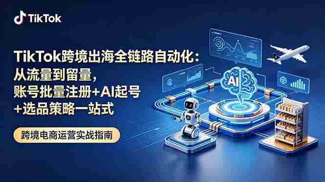 （18907期）TikTok跨境出海全链路自动化：从流量到留量，账号批量注册+AI起号+选品策略一站式-中创网_分享创业项目_助您在家赚钱
