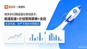 (18921期)拼多多60期直通车原创技术:极速起量+计划矩阵群爆+全店托管,投产不稳的终极解法-中创网_分享创业项目_助您在家赚钱