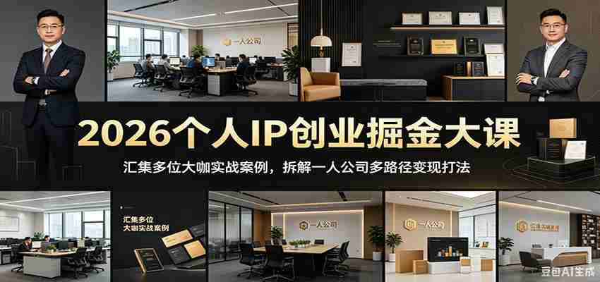 2026个人IP创业掘金大课：汇集多位大咖实战案例，拆解一人公司多路径变现打法-中创网_分享创业项目_助您在家赚钱