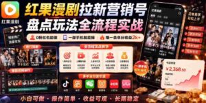 红果漫剧拉新营销号盘点玩法全流程实战,0粉丝也能做,一部手机就能做,爆一条单日收益2k+-中创网_分享创业项目_助您在家赚钱