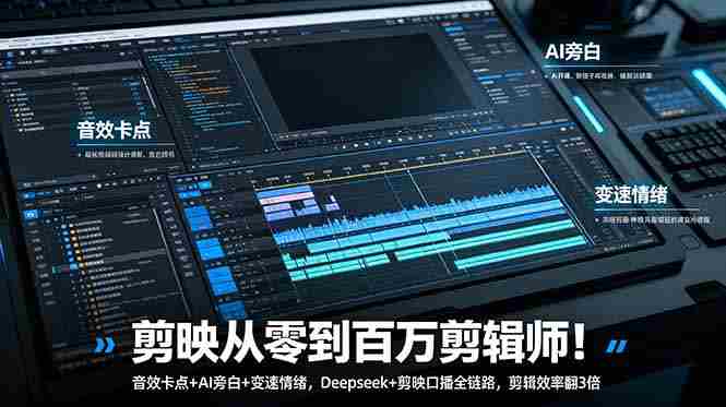 （18867期）剪映从零到百万剪辑师！音效卡点+AI旁白+变速情绪，Deepseek+剪映口播全链路，剪辑效率翻3倍-中创网_分享创业项目_助您在家赚钱