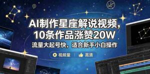 AI制作星座解说视频，10条作品涨赞20W，流量大起号快，适合新手小白操作-中创网_分享创业项目_助您在家赚钱