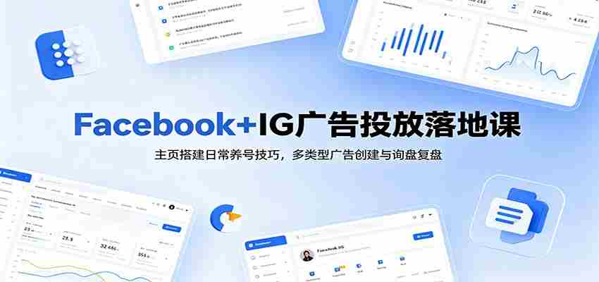 Facebook+IG广告投放落地课：主页搭建日常养号技巧，多类型广告创建与询盘复盘-中创网_分享创业项目_助您在家赚钱