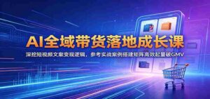 AI全域带货落地成长课:深挖短视频文案变现逻辑,参考实战案例搭建矩阵高效起量破GMV-中创网_分享创业项目_助您在家赚钱