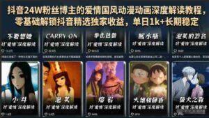 抖音24W粉丝博主的爱情国风动漫动画深度解读教程,零基础解锁抖音精选独家收益,单日1k+长期稳定-中创网_分享创业项目_助您在家赚钱