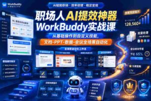 职场人AI提效神器WorkBuddy实战课,从基础操作到自定义技能,文档-PPT-数据-会议全场景自动化-中创网_分享创业项目_助您在家赚钱